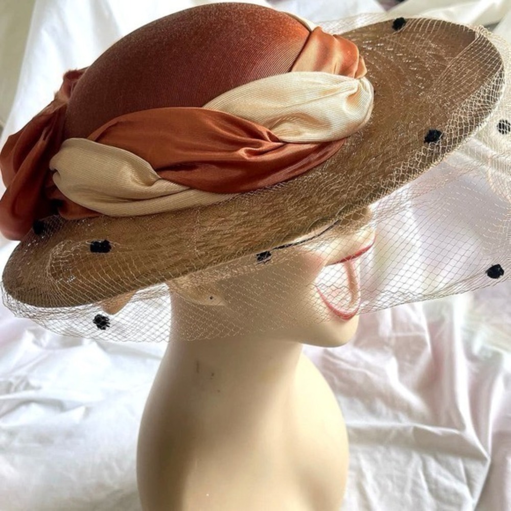 Whittall and Eric Javits Wide Brim Woven Straw With Netting Vintage 1980’s - Picture 1 of 16